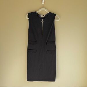 Tory Burch Black Midi Dress with Zipper Detail
